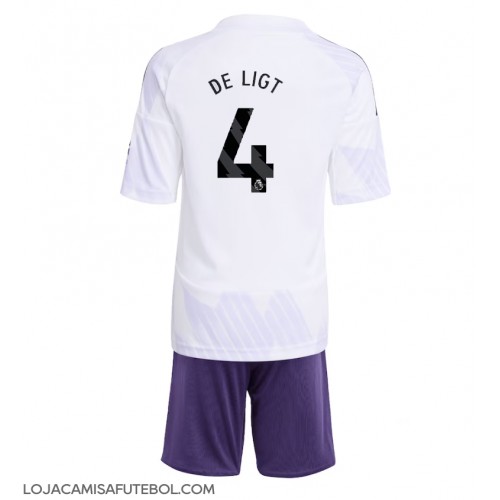 Camisa de Futebol Manchester United Matthijs de Ligt #4 Equipamento Secundário Infantil 2025-26 Manga Curta (+ Calças curtas)